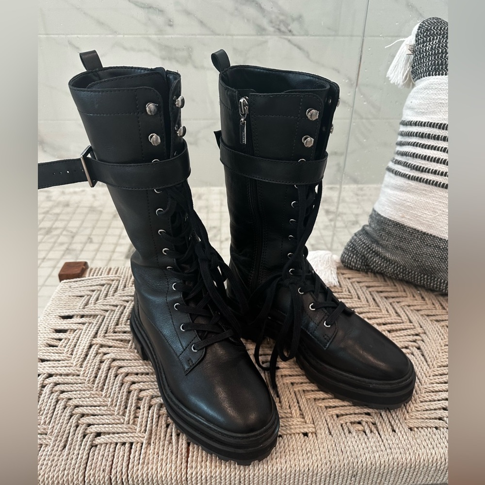 Black Leather SCHUTZ Combat Boots